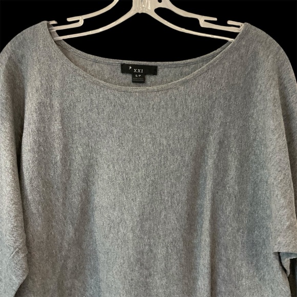 Forever 21 Heather Grey Sweater, 100% Cotton, 3/4 Sleeves w/ Ribbed Bands, Sz S - Picture 2 of 9